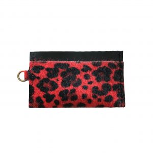 Porte carte léopard rouge