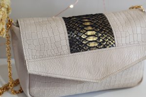 BESACE AGATHE MINI CROCO BEIGE